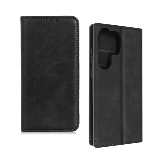 LEATHER FLIP COVER WITH INTERNAL POCKET FOR SAMSUNG GALAXY S23 ULTRA BLACK